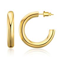 Brass Stud Earring 14K gold plated fashion jewelry & for woman golden 29mm Sold By Pair