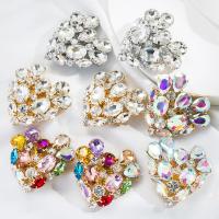 Rhinestone náušnice, Zinek, Srdce, módní šperky & pro ženy, více barev na výběr, nikl, olovo a kadmium zdarma, 47x47mm, Prodáno By Pair