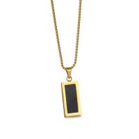 Titan stål halsband, med Fiber, Rektangel, mode smycken & Unisex, fler färger för val, 10x30mm, Längd 45 cm, Säljs av PC