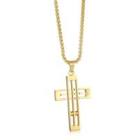 Titanium Steel Necklace, Cross, Vacuum Ion Plating, fashion jewelry & Unisex, more colors for choice, 30x45x5mm, Length:45 cm, Sold By PC