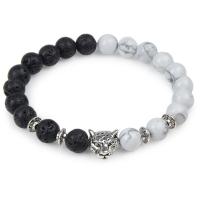Gemstone Bracelets Natural Stone with Zinc Alloy Leopard plated fashion jewelry & Unisex 8mm Sold By Strand