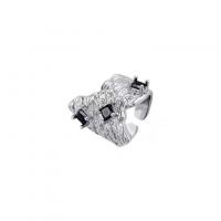 Anillo de Aleación de Zinc, con Cristal, chapado en color de plata, Joyería & ajustable & para mujer, plateado, libre de níquel, plomo & cadmio, 19mm, Vendido por UD
