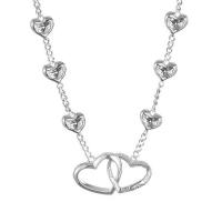 Титановые стали ожерелье, титан, с цинковый сплав, с 5cm наполнитель цепи, Сердце, плакирован серебром, ювелирные изделия моды & регулируемый & Женский, серебряный, длина:45 см, продается PC