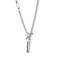 Titanium Steel Necklace, Rectangle, Vacuum Ion Plating, fashion jewelry & Unisex, silver color, Length:51.5 cm, Sold By PC