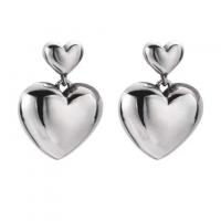 Zinc Alloy Stud Earring Heart silver color plated fashion jewelry & for woman silver color nickel lead & cadmium free Sold By Pair