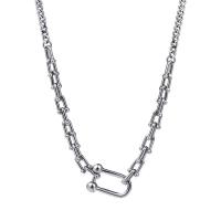 Collar de Acero Titanio, Partículas de acero, con 5cm extender cadena, Joyería & unisexo, plateado, longitud:45 cm, Vendido por UD