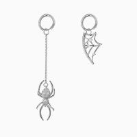 Asymmetric Earrings Zinc Alloy Spider silver color plated fashion jewelry & for woman silver color nickel lead & cadmium free  Sold By PC