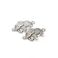 Cubic Zirconia Micro Pave Brass Connector Elephant plated micro pave cubic zirconia Sold By PC