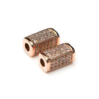 Brass Spacer Beads, plated, micro pave cubic zirconia, more colors for choice, 14x7mm, Sold By PC