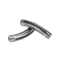 Stainless Steel Curved Tube Beads plated micro pave cubic zirconia 39mm Sold By PC