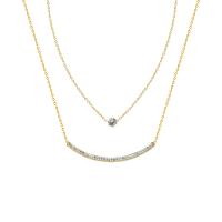Multi Layer Necklace Titanium Steel plated Double Layer & micro pave cubic zirconia & for woman 430mm Sold By PC