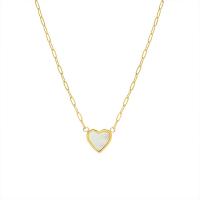 Titanium Steel Necklace with White Shell Heart plated fashion jewelry & for woman 450mm Sold By PC