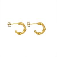 Titanium Steel  Earring gold color plated fashion jewelry & for woman gold 15mm Sold By Pair