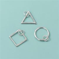 925 Sterling Silver Pendant Geometrical Pattern DIY & hollow silver color Approx 3.6mm Sold By PC