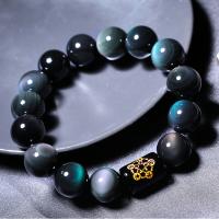 Obsidian Bracelet, Unisex & different size for choice, black, Length:Approx 6 Inch, Sold By PC