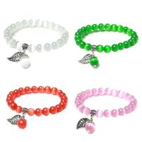 Cats Eye Bracelets with zinc alloy bead Unisex Length Approx 6 Inch Sold By PC