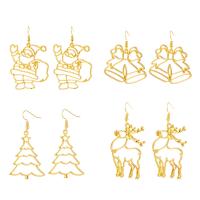 Рождество Серьги, цинковый сплав, плакирован золотом, Рождественский дизайн & ювелирные изделия моды & разные стили для выбора & Женский, не содержит никель, свинец, продается Пара