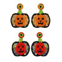 Seedbead Drop Earring, with Sequins, Halloween Design & fashion jewelry & for woman & with rhinestone, more colors for choice, nickel, lead & cadmium free, 55x40mm, Sold By Pair