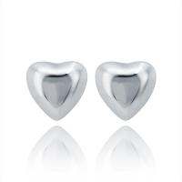 Stainless Steel Stud Earrings 304 Stainless Steel Heart polished fashion jewelry & for woman original color Sold By Pair