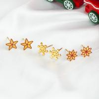 Christmas Earrings 304 Stainless Steel Christmas Design & for woman Sold By Pair