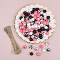 Perles en bois, avec Chanvre, DIY, couleurs mélangées, 16mm, 200PC/sac, Vendu par sac