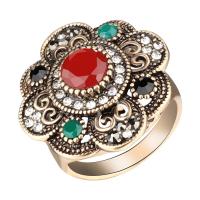 Zinc Alloy Finger Ring with Resin plated & for woman & with rhinestone nickel lead & cadmium free 24mm Sold By PC