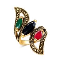 Cink Alloy Finger Ring, s Smola, antička zlatna boja pozlatom, modni nakit & različite veličine za izbor & za žene, nikal, olovo i kadmij besplatno, 45mm, Prodano By PC