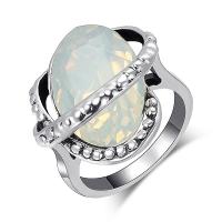 Cink Alloy Finger Ring, s More Opal, starinski srebrne boje pozlaćen, modni nakit & različite veličine za izbor & za žene, nikal, olovo i kadmij besplatno, 21x21mm, Prodano By PC