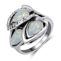 Cink Alloy Finger Ring, s More Opal, starinski srebrne boje pozlaćen, modni nakit & bez spolne razlike & različite veličine za izbor, nikal, olovo i kadmij besplatno, 23x23mm, Prodano By PC
