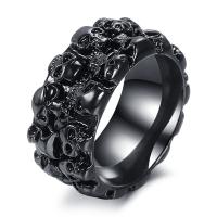 Cink Alloy Finger Ring, modni nakit & bez spolne razlike & s uzorkom lubanje & različite veličine za izbor, crn, nikal, olovo i kadmij besplatno, 12mm, Prodano By PC
