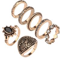 Zinc Alloy Ring Set plated 7 pieces & fashion jewelry & Unisex & with rhinestone nickel lead & cadmium free Sold By Set