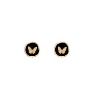 Zinc Alloy Stud Earring Round plated fashion jewelry & for woman & enamel two different colored Sold By Pair