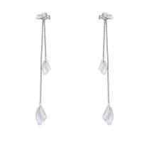 Crystal Earrings, Brass, with Crystal, high quality plated, fashion jewelry & for woman & with rhinestone, silver color, 135x12mm, Sold By PC