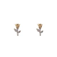Zinc Alloy Stud Earring Rose high quality plated fashion jewelry & for woman two different colored Sold By Pair