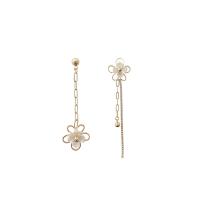 Asymmetric Earrings Brass with Resin Flower real gold plated fashion jewelry & for woman golden Sold By Pair