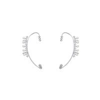Zinc Alloy Earring Cuff with ABS Plastic Pearl high quality plated fashion jewelry & for woman & with rhinestone silver color Sold By Pair