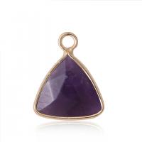 Gemstone Pendants Jewelry Natural Stone with Brass Triangle gold color plated & Unisex & faceted 12mm Sold By PC