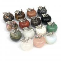Fashion Decoration Natural Stone with Zinc Alloy Apple & with rhinestone Sold By PC