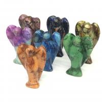 Impression Jasper Decoration, Angel, Carved, more colors for choice, 60mm, Sold By PC