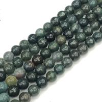 Natural Moss Agate Beads Round DIY green Sold Per Approx 38 cm Strand
