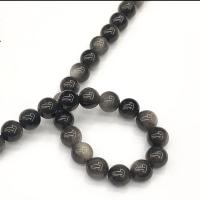 Hawk-eye Stone Beads, Round, DIY & different size for choice, black, Sold Per Approx 38 cm Strand