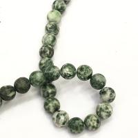 Grüner Tupfen Stein Perlen, grüner Punkt Stein, rund, DIY & verschiedene Größen vorhanden, grün, verkauft per ca. 38 cm Strang