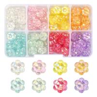 Plated Acrylic Beads, with Plastic Box, Flower, DIY, mixed colors, 105x66x23mm, Approx 160PCs/Box, Sold By Box