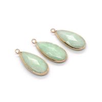 Gemstone Pendants Jewelry, ​Amazonite​, with Brass, Teardrop, gold color plated, Unisex & faceted, light green, 14x34mm, Sold By PC