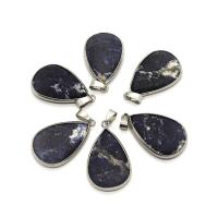 Gemstone Pendants Jewelry Sodalite with Brass Teardrop silver color plated Unisex blue Sold By PC