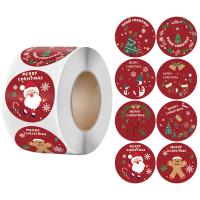 Copper Printing Paper Sticker Paper with Adhesive Sticker Round Christmas Design & DIY mixed colors 38mm Sold By Spool