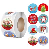 Copper Printing Paper Sticker Paper, with Adhesive Sticker, Round, Christmas Design & DIY & different size for choice, multi-colored, 500PCs/Spool, Sold By Spool