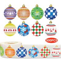 Copper Printing Paper Sticker Paper with Adhesive Sticker Round Christmas Design multi-colored Sold By Spool