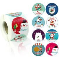 Copper Printing Paper Sticker Paper with Adhesive Sticker Round Christmas Design mixed colors Sold By Spool