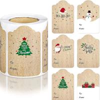 Kraft Adesivo di carta, Rettangolo, Design natalizio & DIY, 75x50mm, 300PC/bobina, Venduto da bobina